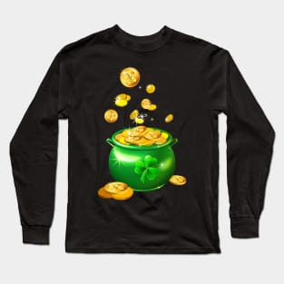 St. Patrick`s Day shiny green pot Long Sleeve T-Shirt